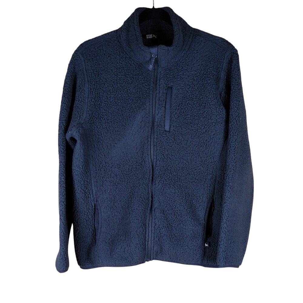 Eddie Bauer Fleece Jacket Women’s Medium Blue Sherpa Full Zip Cozy Winter Warm